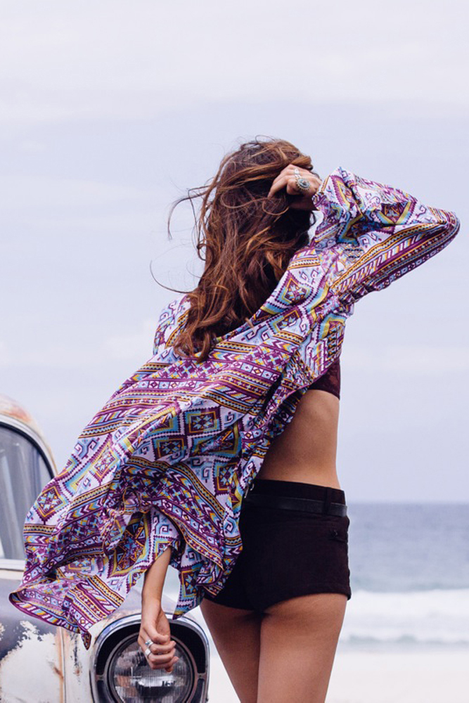 F4569 Tribal Geometric Beach Cover Up